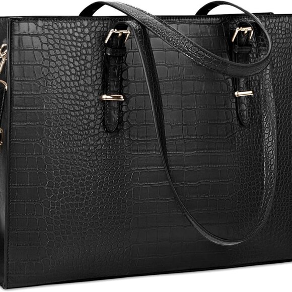 Laptop Bag for Women 15.6 inch Laptop Tote Bag Leather Classy Computer Briefcase - Picture 1 of 6